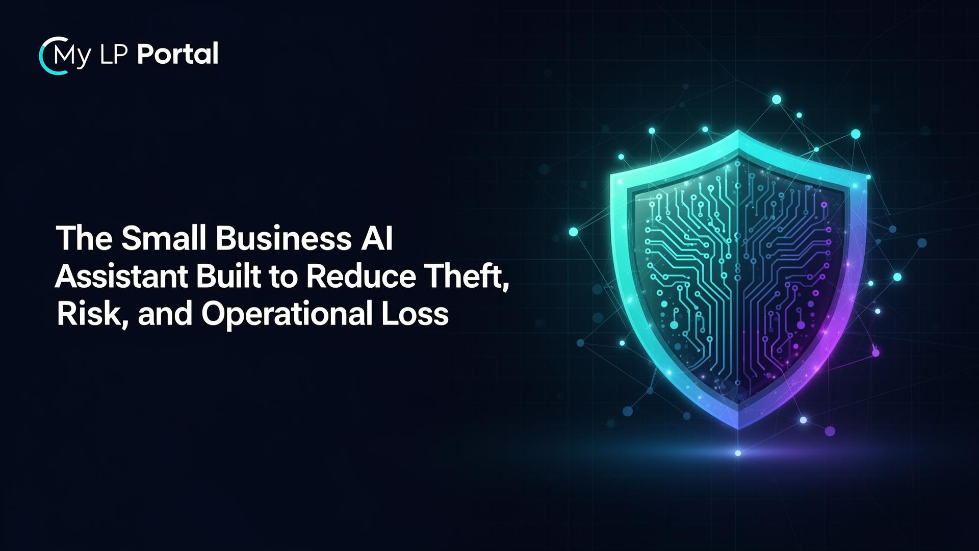 My LP Portal — AI-powered loss prevention assistant graphic on dark navy background.